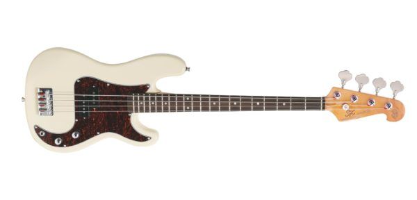 SX VEP34 3/4 Short Scale Bass Guitar Vintage White