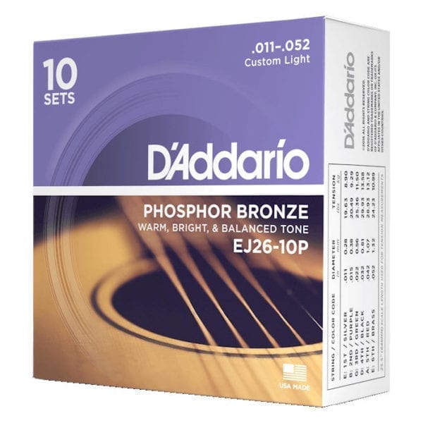 D'Addario EJ Phosphor Bronze Acoustic Guitar Strings 10-Pack - Image 3