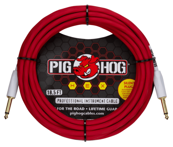 Pig Hog Hex Silent Instrument Cable 18.6ft Candy Apple Red