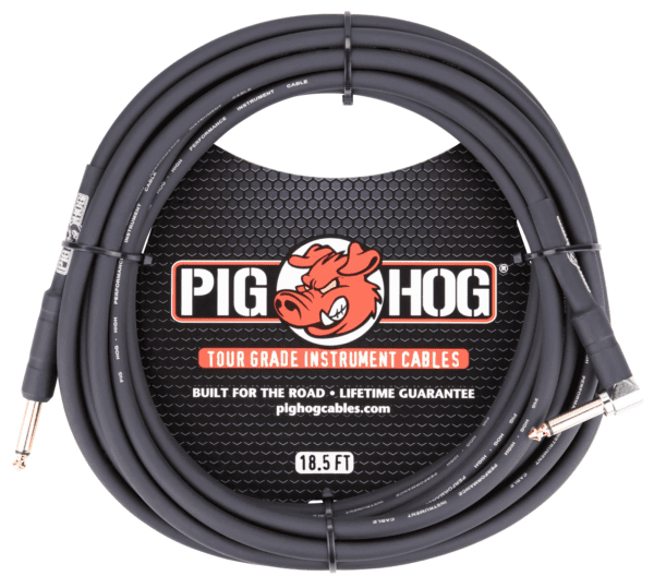 Pig Hog Tour Grade Instrument Cable, 18.6ft w/ Right Angle