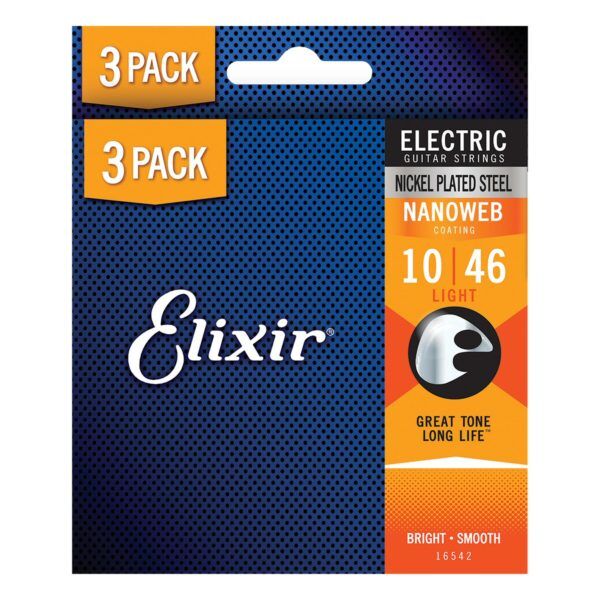 Elixir Nanoweb Electric Guitar Strings 3-Pack