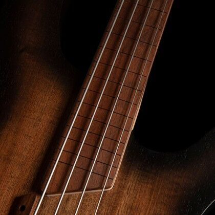 Lined Fingerboard markers on the neck of the Cort Artisan B4FL MHPZ Fretless Bass