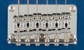 6-saddle string thru bridge of the Squier Cabronita Telecaster Thinline