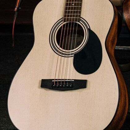 Spruce top on Cort AF510 Concert Acoustic Guitar