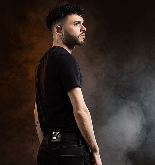 Xvive T9 In-Ear Monitors used with wireless pack