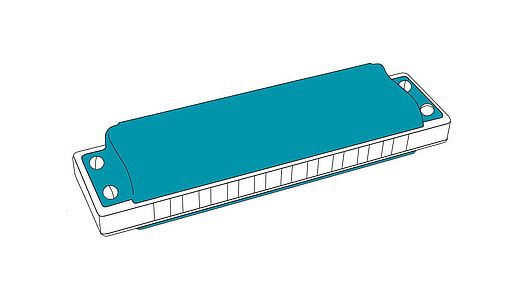 Black cover plates of the Hohner Pro Harp