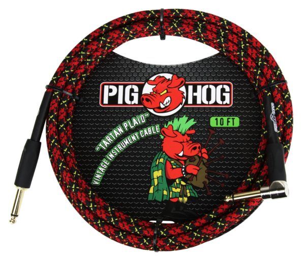 Pig Hog 10ft Woven Instrument Cable Right Angle Plug - Image 5