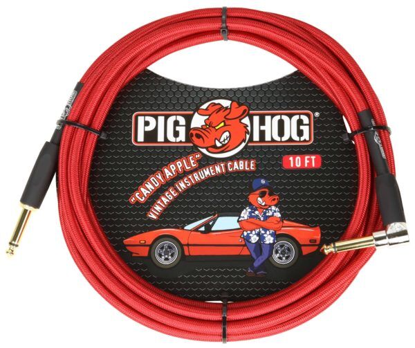 Pig Hog 10ft Woven Instrument Cable Right Angle Plug - Image 3