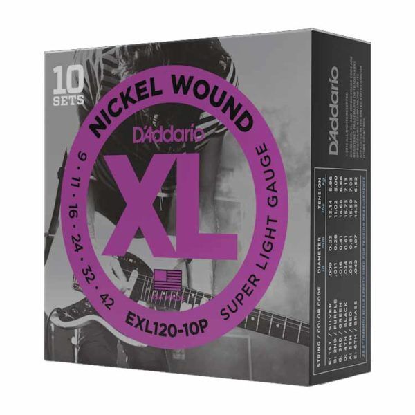 D'Addario XL Nickel Wound Electric Guitar Strings - 10 Pack