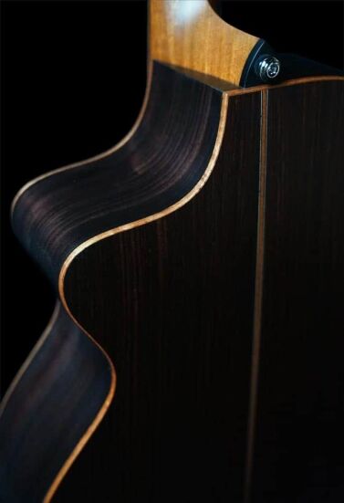 Back strip & solid Timber end graft of the Fenech VT-Pro Professional Rosewood Series Acoustic Guitars