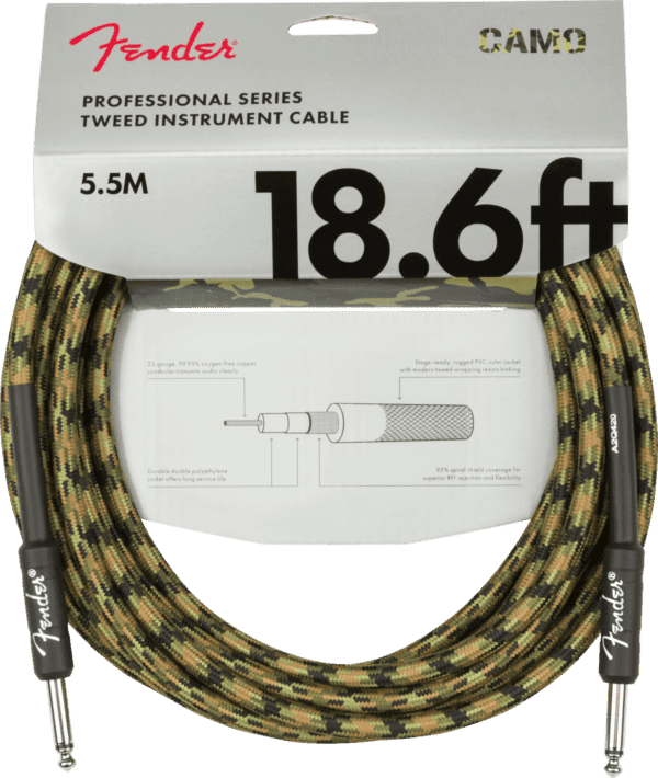 Fender 18.6ft Professional Instrument Cable Braided Camo - Image 4