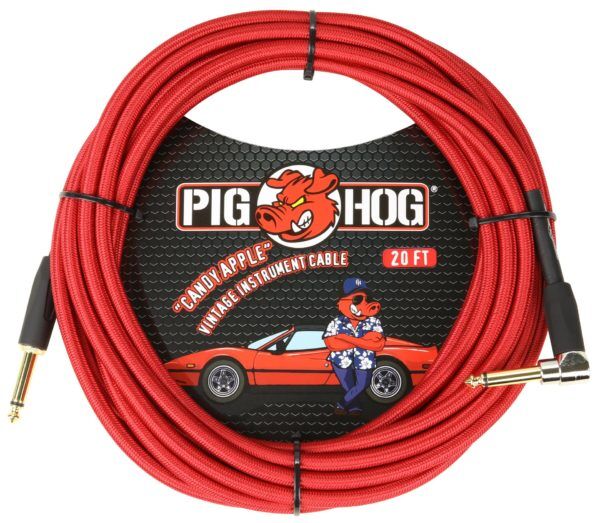 Pig Hog 20ft Woven Instrument Cable Right Angle Plug - Image 3