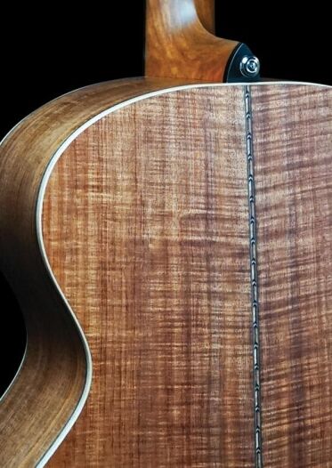 Back strip & solid Timber end graft of the Fenech VT-Pro Professional Series Acoustic Guitars