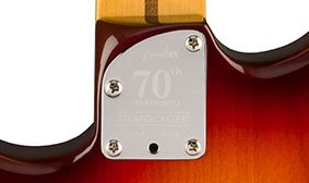 Commererative neck plate of the Fender 70th Anniversary American Professional II Stratocaster