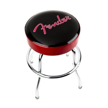 Fender Red Sparkle Logo Bar Stool, Black / Red Sparkle, 24"